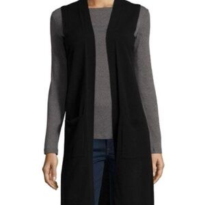 Neiman Marcus Cashmere Black Sleeveless Cardigan Sweater